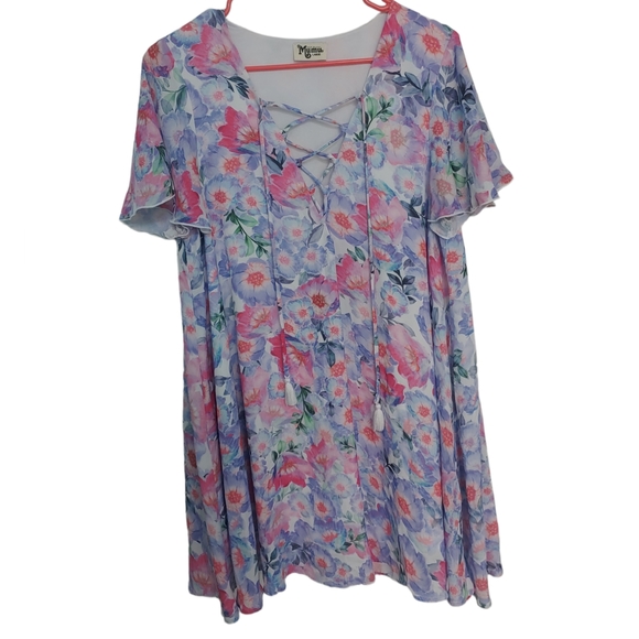 SHOW ME YOUR MUMU Kylie Purple Lightweight Floral Spring Easter Dress Large - Picture 2 of 12
